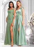 Nola A-line Square Floor-Length Chiffon Bridesmaid Dress With Bow BF2P0025740