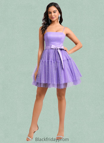 Pru Ball-Gown/Princess Straight Short Tulle Homecoming Dress With Bow BF2P0025717