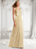 Eileen A-line Cowl Floor-Length Stretch Satin Bridesmaid Dress BF2P0025764