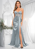 Vivien Trumpet/Mermaid Sweetheart Sweep Train Stretch Satin Prom Dresses BF2P0025836