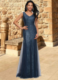 Cindy Sheath/Column V-Neck Floor-Length Sequin Prom Dresses BF2P0022218