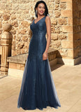 Cindy Sheath/Column V-Neck Floor-Length Sequin Prom Dresses BF2P0022218