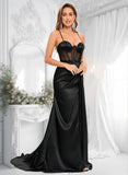 Vivien Trumpet/Mermaid Sweetheart Sweep Train Stretch Satin Prom Dresses BF2P0025836