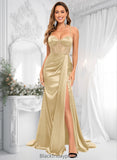 Vivien Trumpet/Mermaid Sweetheart Sweep Train Stretch Satin Prom Dresses BF2P0025836