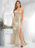 Vivien Trumpet/Mermaid Sweetheart Sweep Train Stretch Satin Prom Dresses BF2P0025836