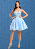 Yaritza Ball-Gown/Princess Sweetheart Short Lace Tulle Homecoming Dress With Ruffle BF2P0025707