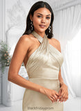 Tamara A-line Halter Floor-Length Stretch Satin Bridesmaid Dress BF2P0025761