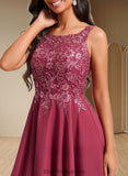 Keyla A-line Scoop Short Chiffon Homecoming Dress With Sequins Appliques Lace BF2P0025681