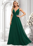 Hilda A-line V-Neck Floor-Length Chiffon Bridesmaid Dress BF2P0025813