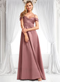 Willow A-line Cold Shoulder Floor-Length Satin Bridesmaid Dress BF2P0025750