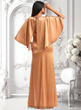 Brianna A-line Square Floor-Length Stretch Satin Bridesmaid Dress BF2P0025765