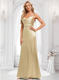 Tamia Trumpet/Mermaid Cowl Floor-Length Stretch Satin Bridesmaid Dress BF2P0025792