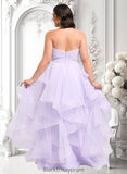 Armani Ball-Gown/Princess Asymmetrical One Shoulder Floor-Length Tulle Prom Dresses BF2P0025867