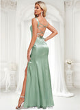 Joslyn Trumpet/Mermaid Square Floor-Length Stretch Satin Bridesmaid Dress BF2P0025784