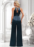 Harriet Jumpsuit/Pantsuit Halter Floor-Length Stretch Satin Bridesmaid Dress BF2P0025805