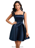 Elsie A-line Straight Short Satin Homecoming Dress With Bow BF2P0025639