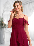 Meghan A-line Cold Shoulder Floor-Length Chiffon Bridesmaid Dress With Ruffle BF2P0025755