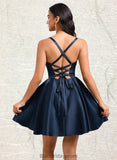 Esmeralda A-line Sweetheart Short Satin Homecoming Dress With Pleated BF2P0025673