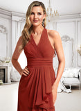 Angie A-line V-Neck Floor-Length Chiffon Bridesmaid Dress With Ruffle BF2P0025754