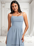 Angel A-line Cowl Asymmetrical Chiffon Bridesmaid Dress With Ruffle BF2P0025727