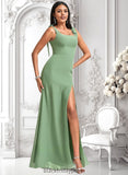 Nola A-line Square Floor-Length Chiffon Bridesmaid Dress With Bow BF2P0025740