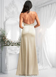 Tamara A-line Halter Floor-Length Stretch Satin Bridesmaid Dress BF2P0025761