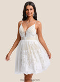 Teagan Ball-Gown/Princess V-Neck Short Tulle Lace Homecoming Dress With Pleated BF2P0025711