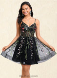 Sienna A-line V-Neck Short Lace Homecoming Dress BF2P0025693