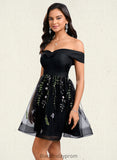 Kennedy A-line Off the Shoulder Short Tulle Lace Homecoming Dress With Embroidered BF2P0025720