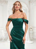 Val Sheath/Column Off the Shoulder Floor-Length Satin Bridesmaid Dress BF2P0025815