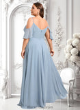 Desirae A-line Cold Shoulder Floor-Length Chiffon Bridesmaid Dress With Ruffle BF2P0025797