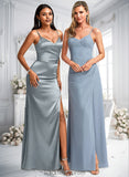 Yamilet A-line V-Neck Floor-Length Chiffon Bridesmaid Dress BF2P0025726