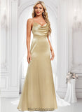 Tamia Trumpet/Mermaid Cowl Floor-Length Stretch Satin Bridesmaid Dress BF2P0025792