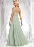 Rosa A-line Square Floor-Length Chiffon Prom Dresses With Bow BF2P0025876