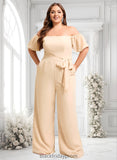 Joan Jumpsuit/Pantsuit Off the Shoulder Square Floor-Length Chiffon Bridesmaid Dress BF2P0025791