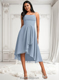 Angel A-line Cowl Asymmetrical Chiffon Bridesmaid Dress With Ruffle BF2P0025727