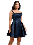 Elsie A-line Straight Short Satin Homecoming Dress With Bow BF2P0025639