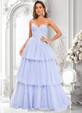 Sam Ball-Gown/Princess Sweetheart Sweep Train Tulle Prom Dresses With Bow BF2P0025843