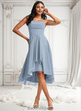 Angel A-line Cowl Asymmetrical Chiffon Bridesmaid Dress With Ruffle BF2P0025727