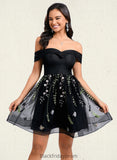 Kennedy A-line Off the Shoulder Short Tulle Lace Homecoming Dress With Embroidered BF2P0025720