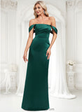 Val Sheath/Column Off the Shoulder Floor-Length Satin Bridesmaid Dress BF2P0025815