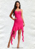 Isabell Bodycon V-Neck Asymmetrical Chiffon Homecoming Dress With Cascading Ruffles BF2P0025712