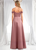 Willow A-line Cold Shoulder Floor-Length Satin Bridesmaid Dress BF2P0025750