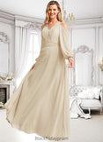 Alina A-line Cold Shoulder Floor-Length Chiffon Bridesmaid Dress BF2P0025760