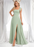 Rosa A-line Square Floor-Length Chiffon Prom Dresses With Bow BF2P0025876