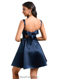 Elsie A-line Straight Short Satin Homecoming Dress With Bow BF2P0025639