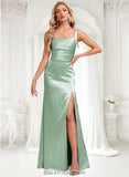 Joslyn Trumpet/Mermaid Square Floor-Length Stretch Satin Bridesmaid Dress BF2P0025784