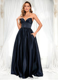 Magdalena Ball-Gown/Princess V-Neck Floor-Length Satin Prom Dresses BF2P0025840