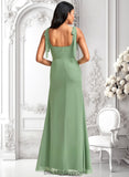 Nola A-line Square Floor-Length Chiffon Bridesmaid Dress With Bow BF2P0025740