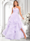 Armani Ball-Gown/Princess Asymmetrical One Shoulder Floor-Length Tulle Prom Dresses BF2P0025867